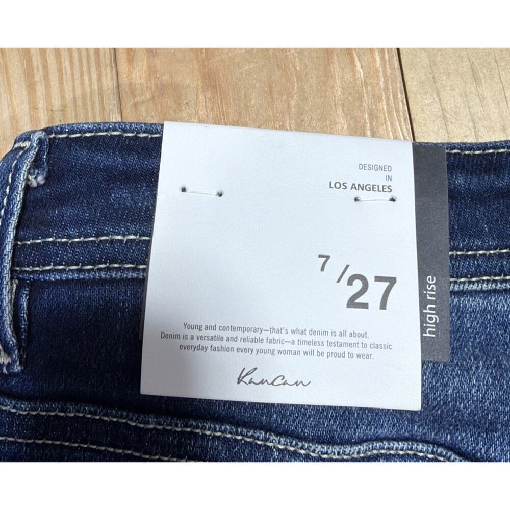 KANCAN High Rise Flare Bell Bottom Fringe Button Fly Distressed Jeans 7/27 NWT - Picture 6 of 10